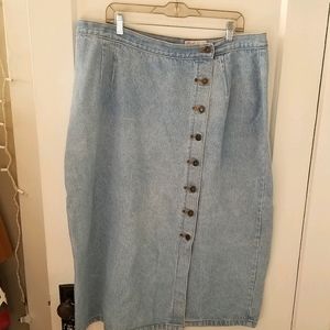 Vintage Plus Size Long Light Denim Skirt Size 22